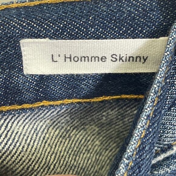 Frame Denim Medium Wash Distressed L'Homme Skinny Jeans Size 32 - Picture 4 of 12